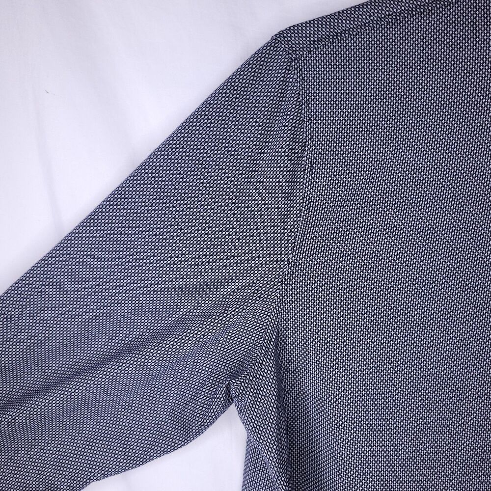Untuckit Polo Shirt Mens Large Gray Damaschino Diamond Birdseye Long Sleeve - Picture 3 of 12